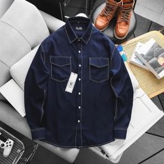 [ Big Size 80- 130 kg] Áo sơ mi tay dài bigsize nam vải mango xanh đen viền chỉ nổi bật phong cách thời trang Big Men