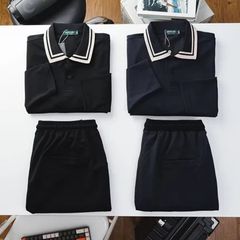 Set bộ dài big size thời trang áo polo phối quần ống suông <140kg