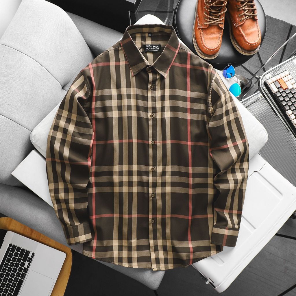 ÁO SƠ MI NAM tay dài caro BBR BIGSIZE [bigsize < 130kg]