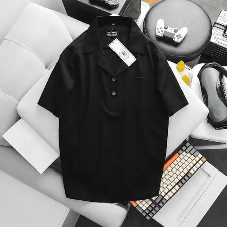 Áo sơ mi tay ngắn vải đũi cổ đăng tông có túi thời trang bigsize nam cỡ đại < 140kg