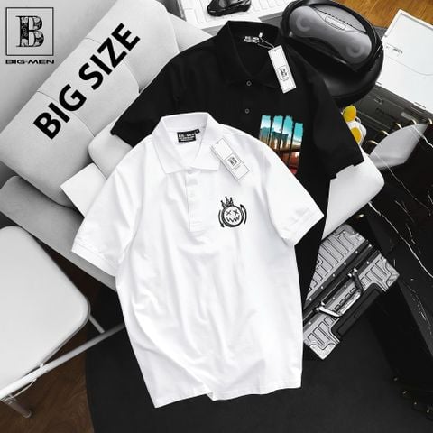 [ Big Men] Áo thun polo chất vải cotton in họa tiết thời trang bigsize 85- 135 kg