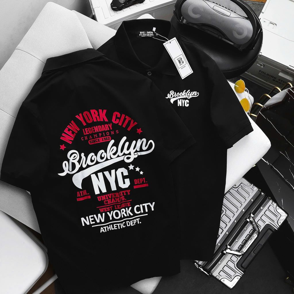 [Bigmen.Bigsizemen] Áo polo chất cotton phong cách Vintage in NYC 1982 bigsize nam< 145 kg