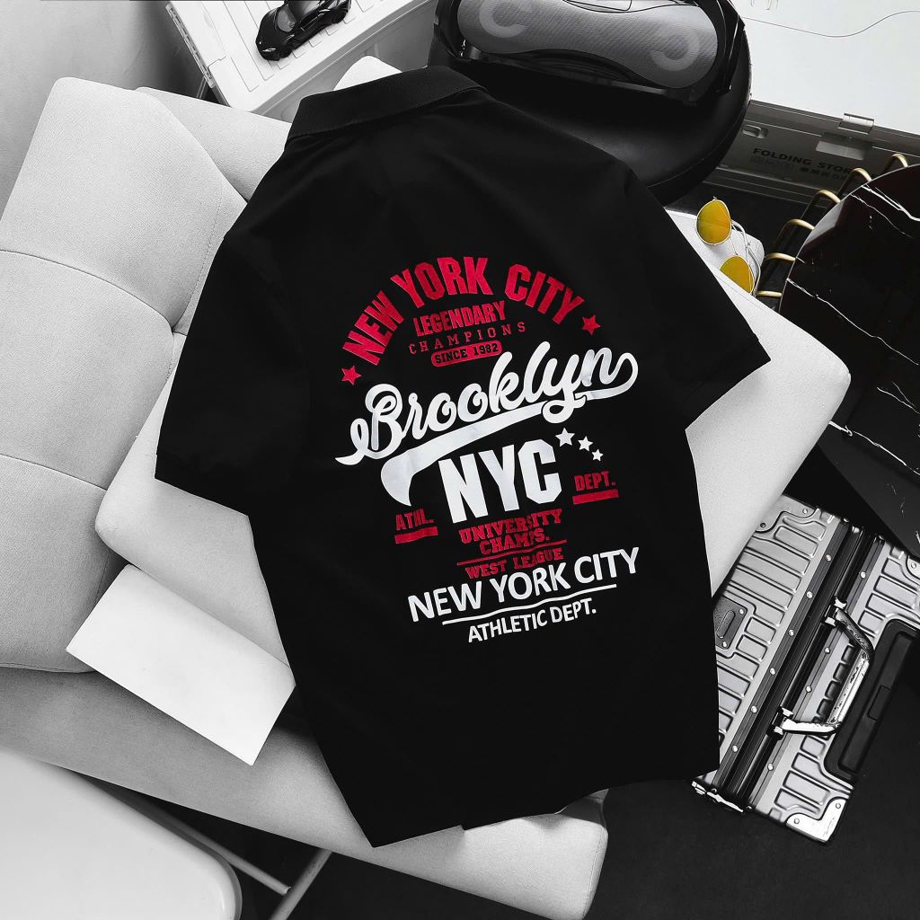 [Bigmen.Bigsizemen] Áo polo chất cotton phong cách Vintage in NYC 1982 bigsize nam< 145 kg
