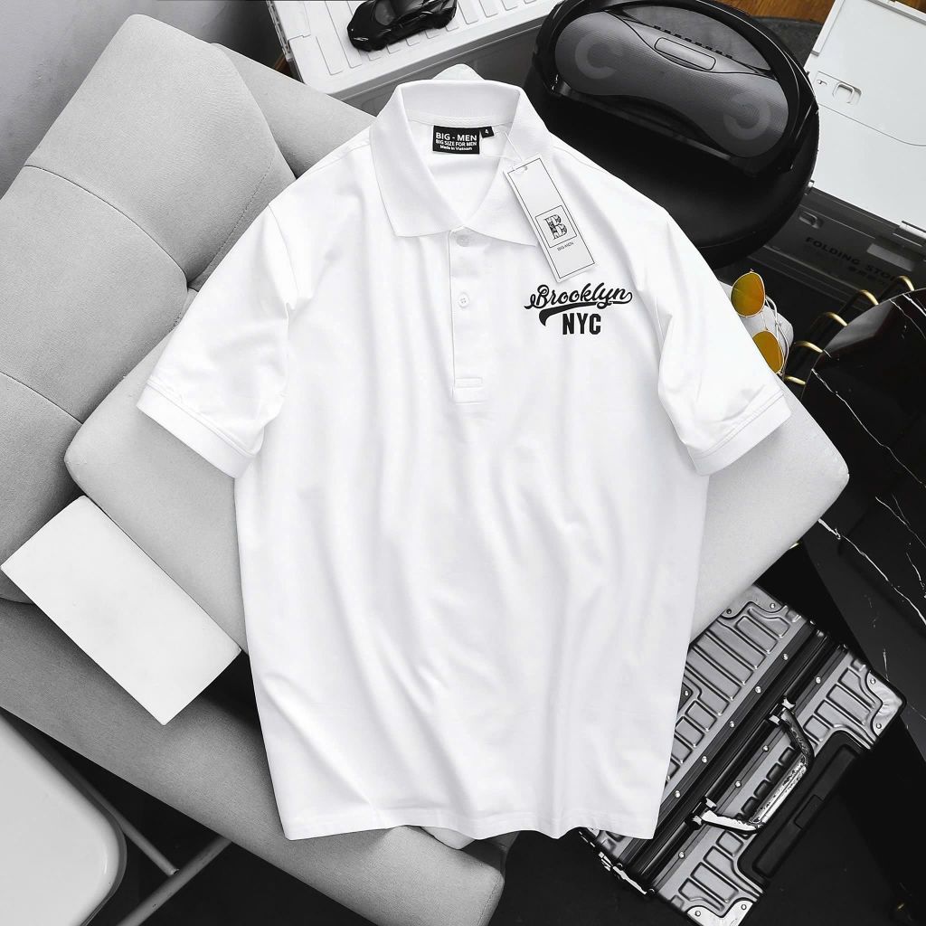 [Bigmen.Bigsizemen] Áo polo chất cotton phong cách Vintage in NYC 1982 bigsize nam< 145 kg