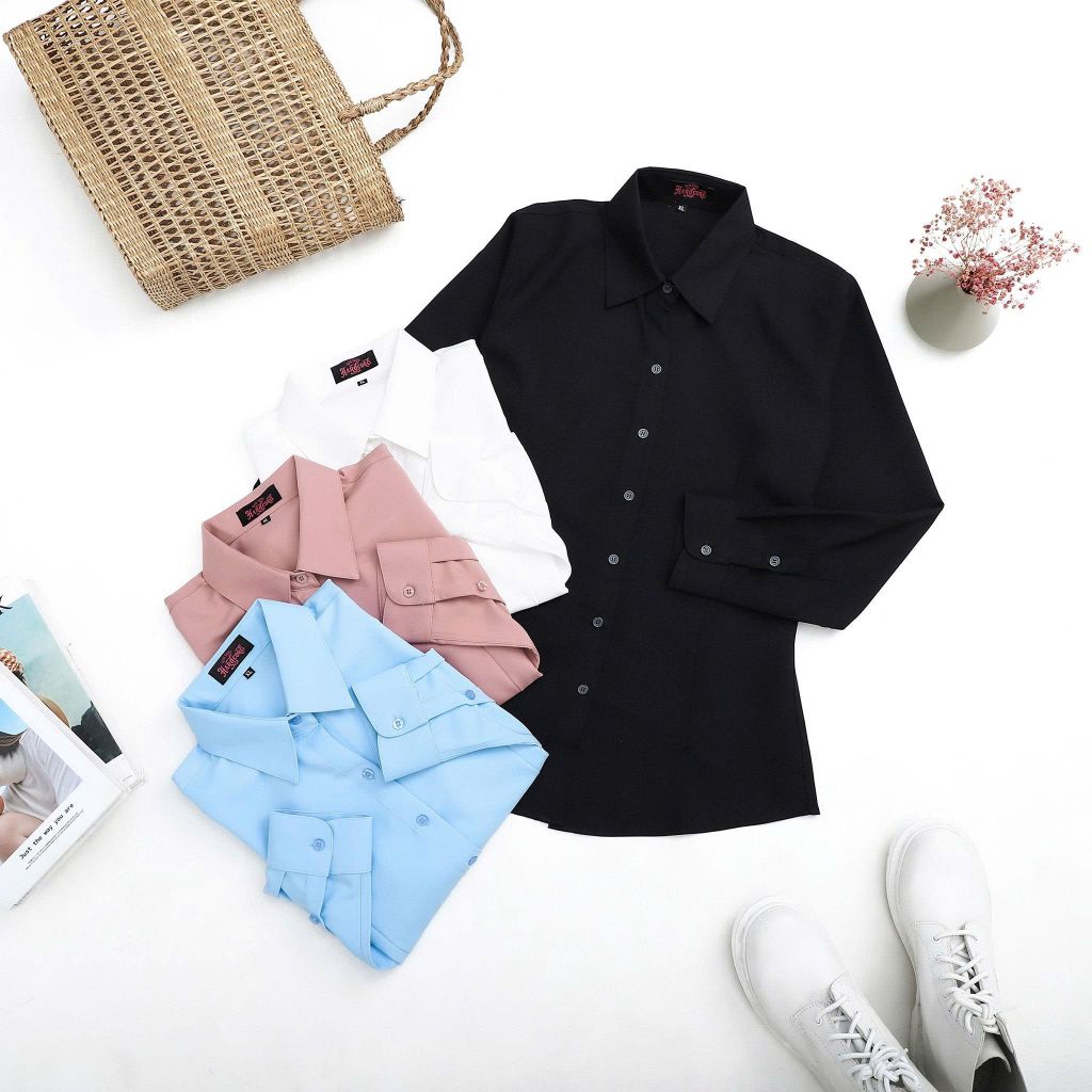 [ Big size nữ 55- 87 kg] Áo sơ mi tay dài bigsize nữ chiết eo thời trang công sở Hardcore