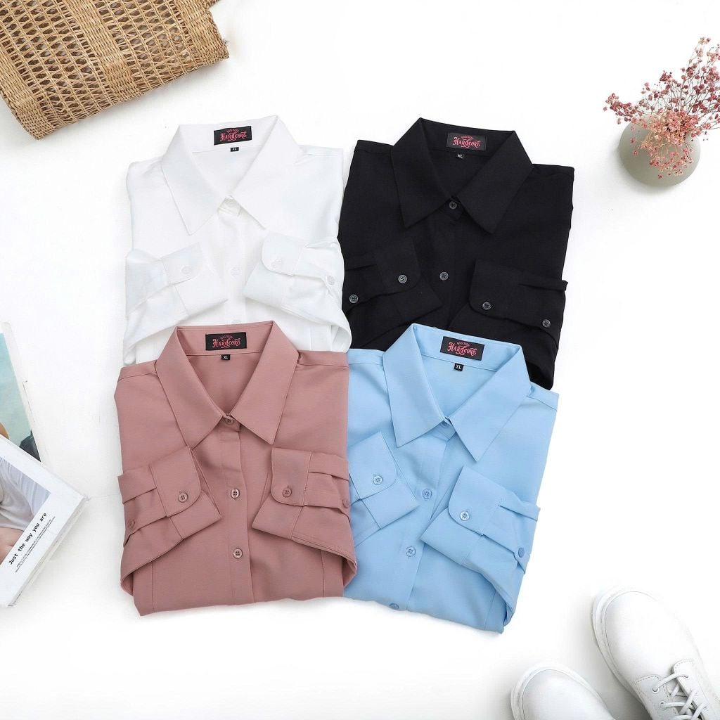 [ Big size nữ 55- 87 kg] Áo sơ mi tay dài bigsize nữ chiết eo thời trang công sở Hardcore