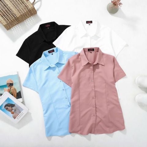 [ Big size nữ 55- 87 kg] Áo sơ mi tay ngắn bigsize nữ chiết eo thời trang công sở Hardcore