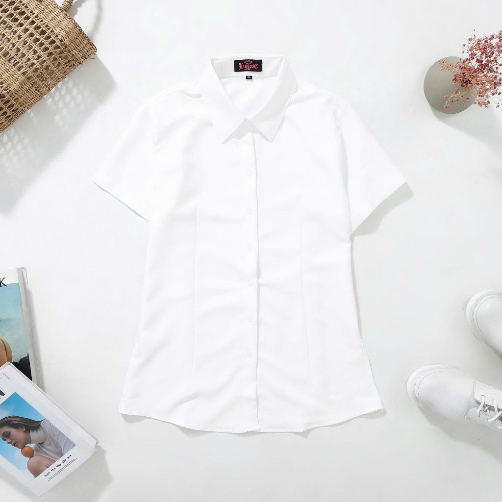 [ Big size nữ 55- 87 kg] Áo sơ mi tay ngắn bigsize nữ chiết eo thời trang công sở Hardcore