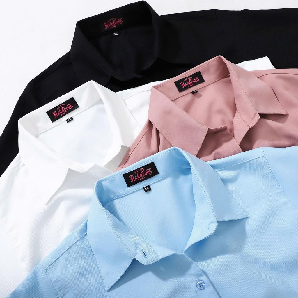 [ Big size nữ 55- 87 kg] Áo sơ mi tay ngắn bigsize nữ chiết eo thời trang công sở Hardcore