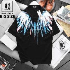 [ Big Men] Áo thun cotton in lụa toàn thân họa tiết cánh đại bàng nhiều màu thời trang bigsize nam 85- 135 kg