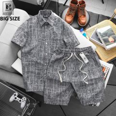 Set bộ quần áo vải jean gấm muối tiêu thời trang bigsize nam 85- 135 kg