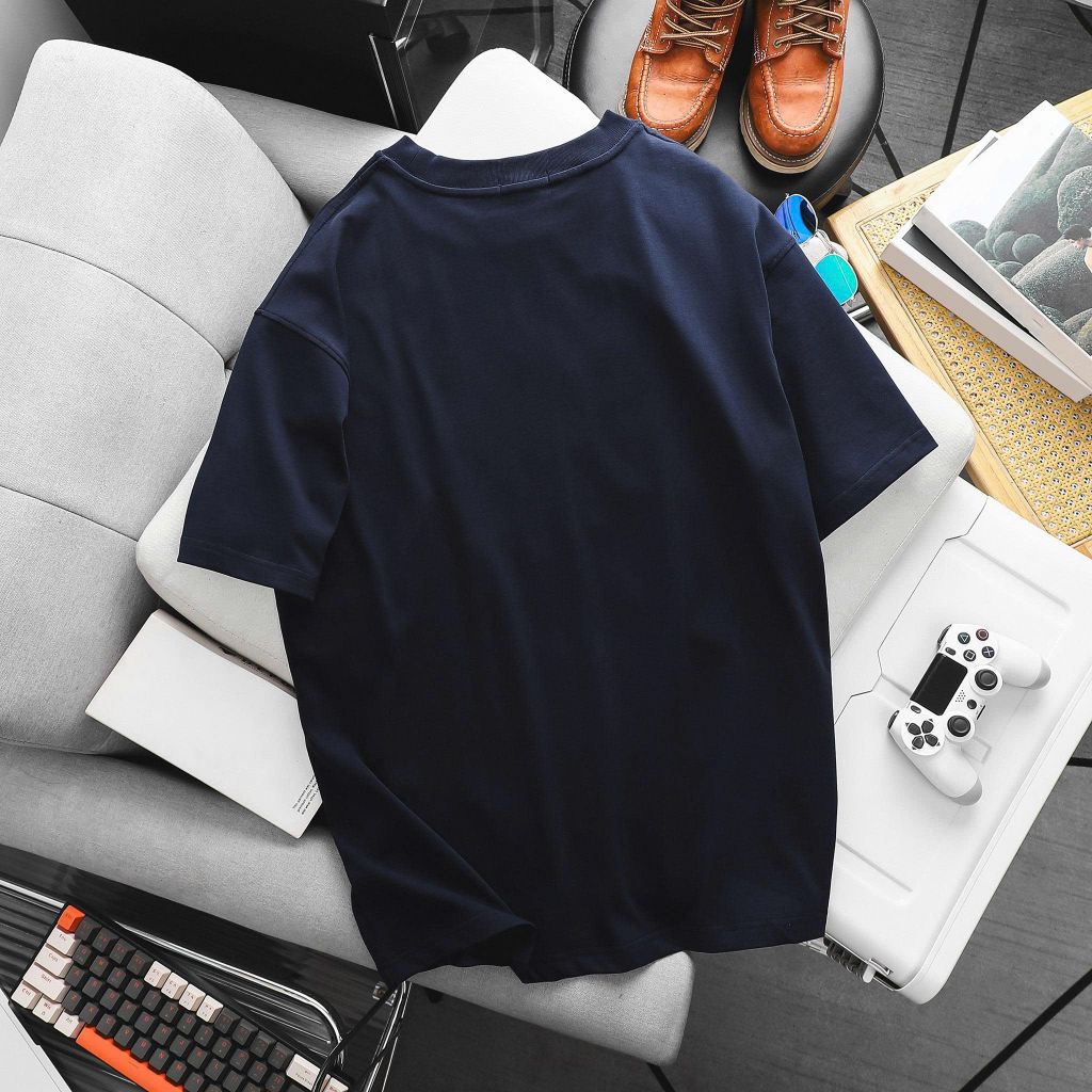 [ Big Size 85-135 kg] Áo thun cotton bigsize nam màu xanh đen in thời trang Big Men