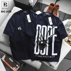 [ Big Size 85-135 kg] Áo thun cotton bigsize nam màu xanh đen in thời trang Big Men