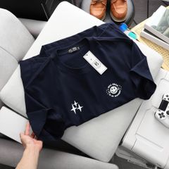 [ Big Size 85-135 kg] Áo thun cotton bigsize nam màu xanh đen in thời trang Big Men