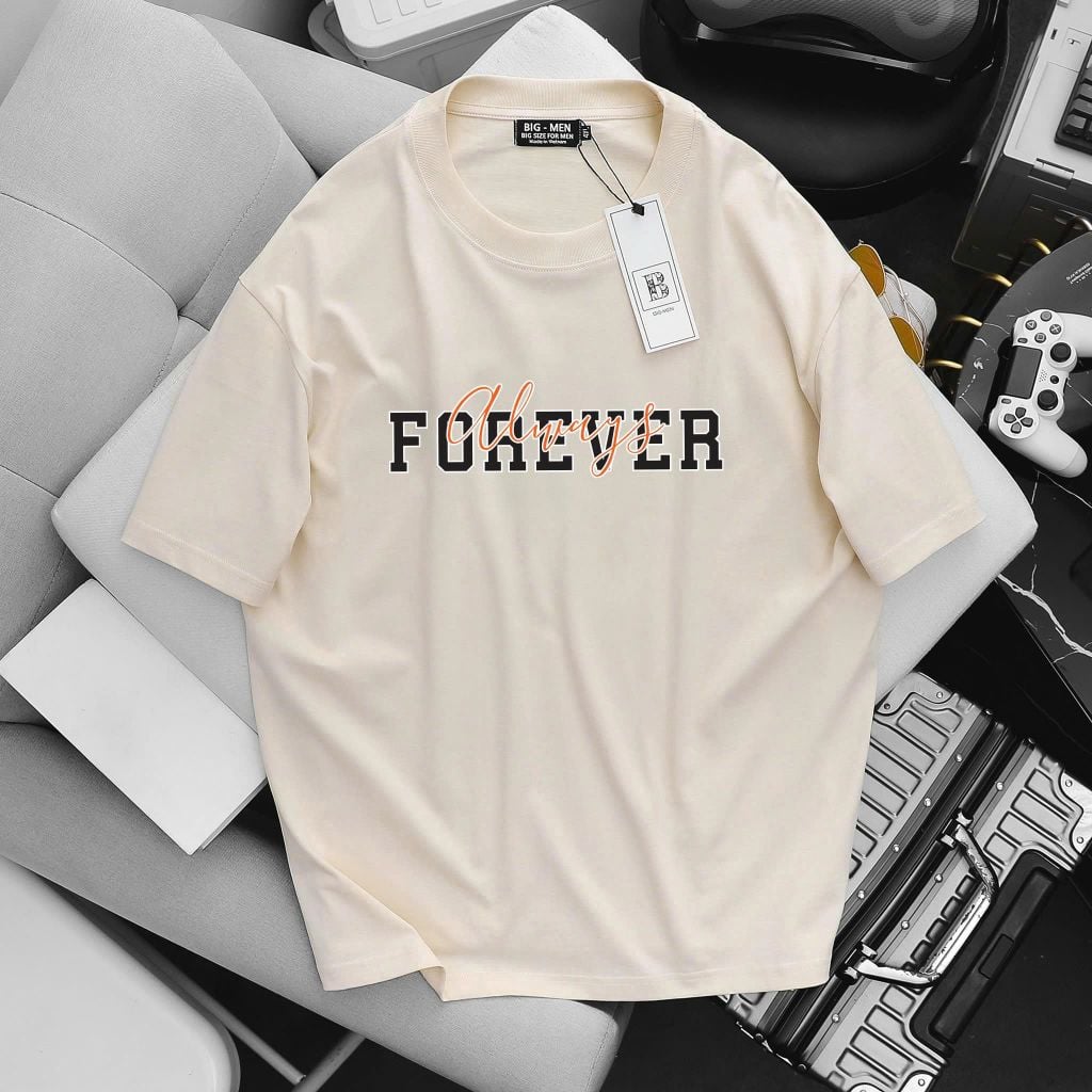 [ Big Size 85- 135 kg] Áo thun cotton bigsize nam in chữ Forever thời trang Big Men