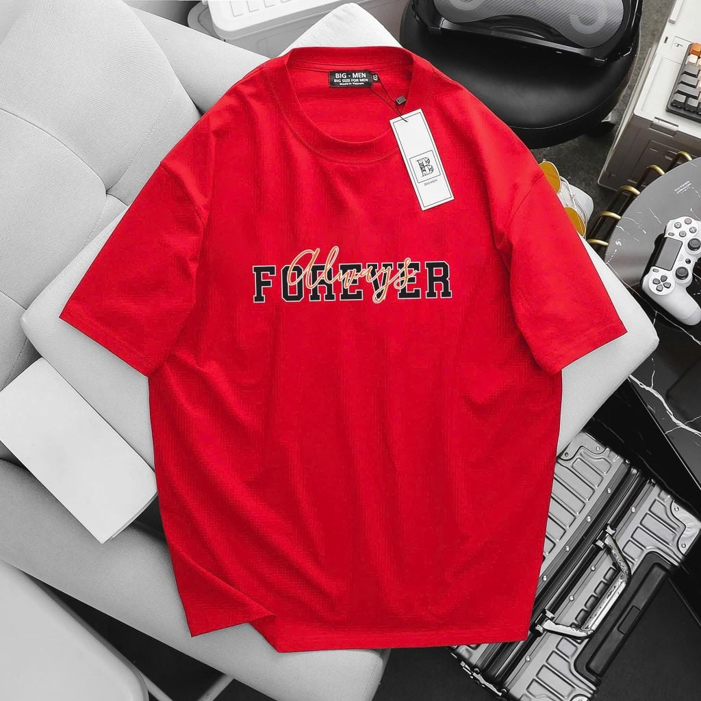 [ Big Size 85- 135 kg] Áo thun cotton bigsize nam in chữ Forever thời trang Big Men