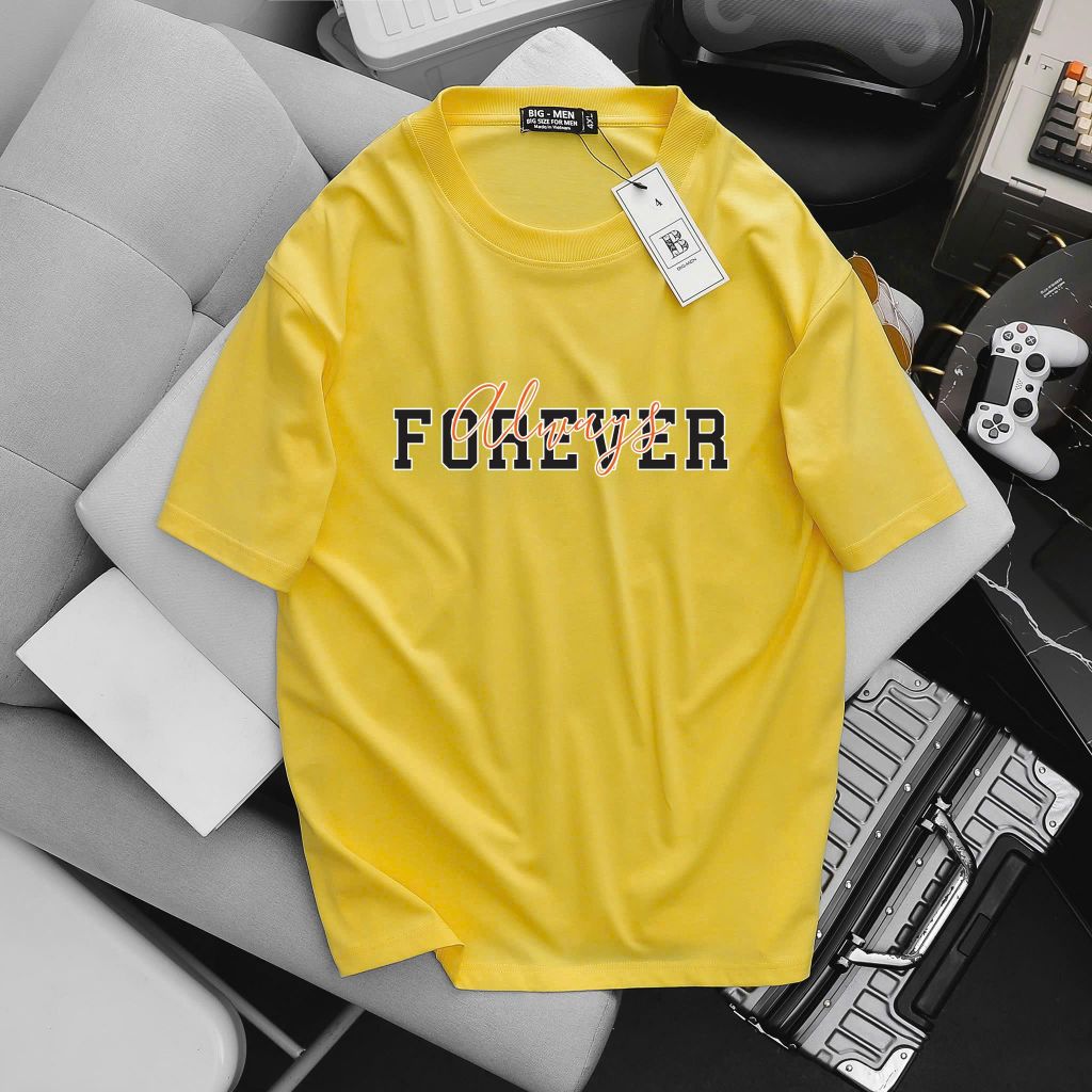 [ Big Size 85- 135 kg] Áo thun cotton bigsize nam in chữ Forever thời trang Big Men
