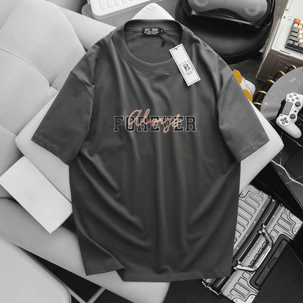[ Big Size 85- 135 kg] Áo thun cotton bigsize nam in chữ Forever thời trang Big Men