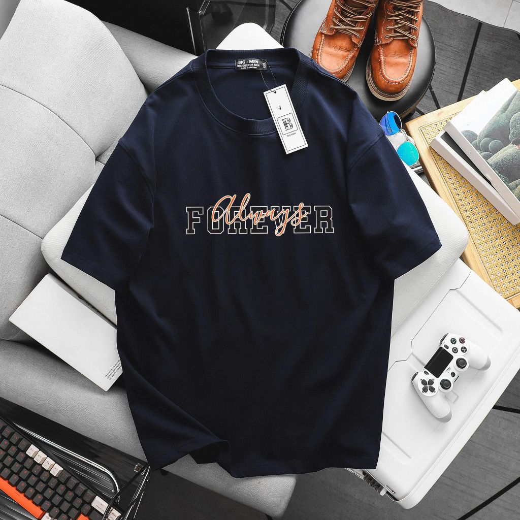 [ Big Size 85- 135 kg] Áo thun cotton bigsize nam in chữ Forever thời trang Big Men