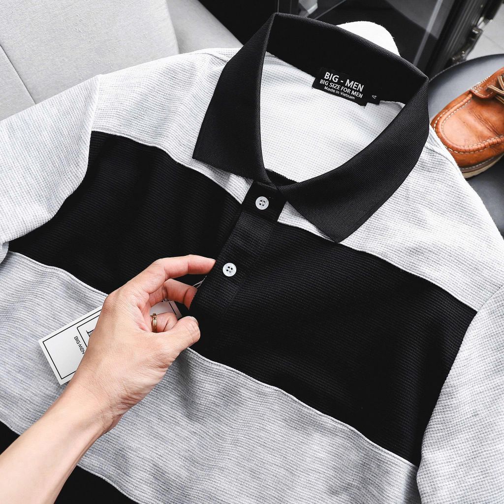[ Big Size 85- 135 kg] Áo thun polo bigsize nam vải tổ ong phối 2 thân thời trang Big Men