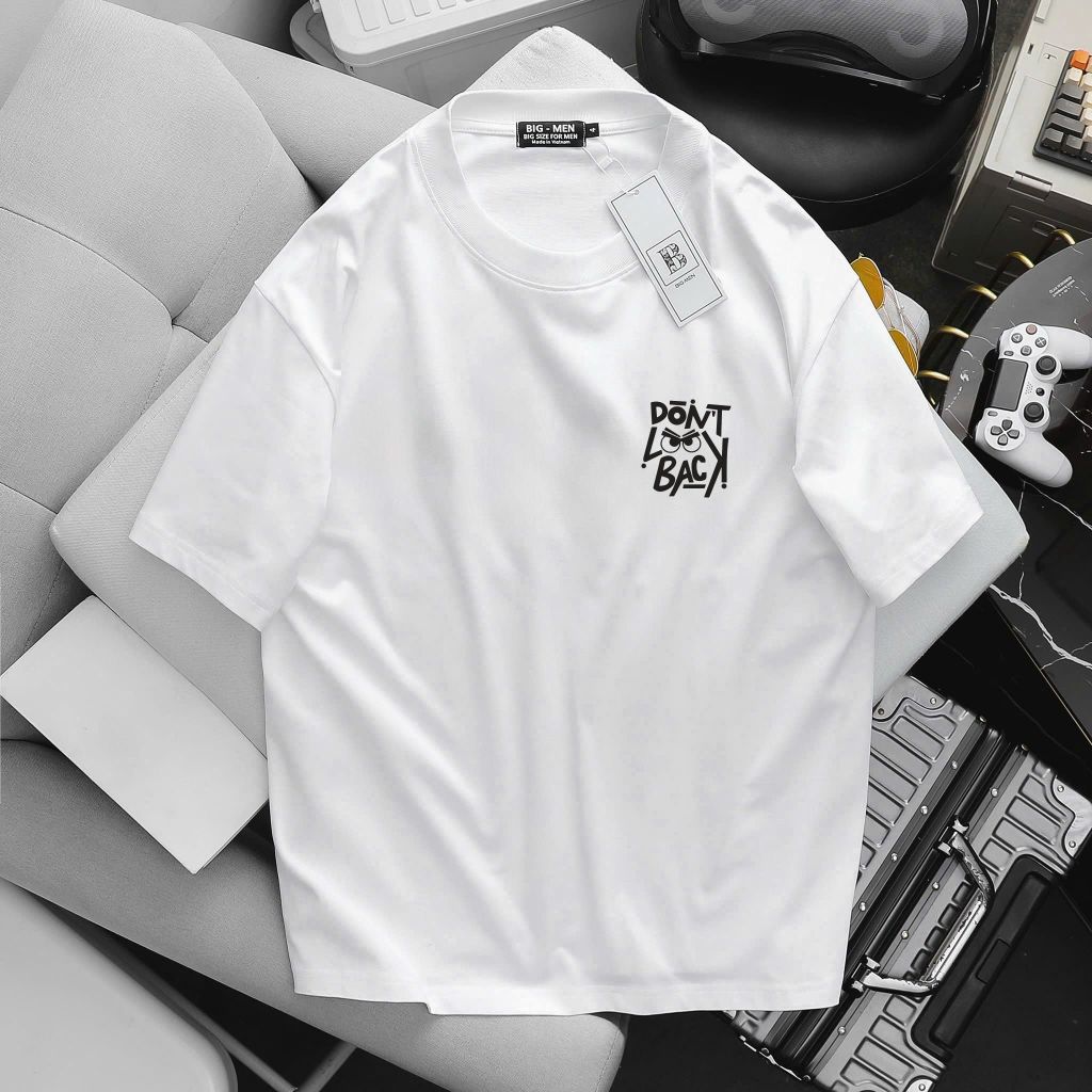 [ Big Size 60- 135 kg] Áo thun cotton bigsize nam in Look Back thời trang Big Men