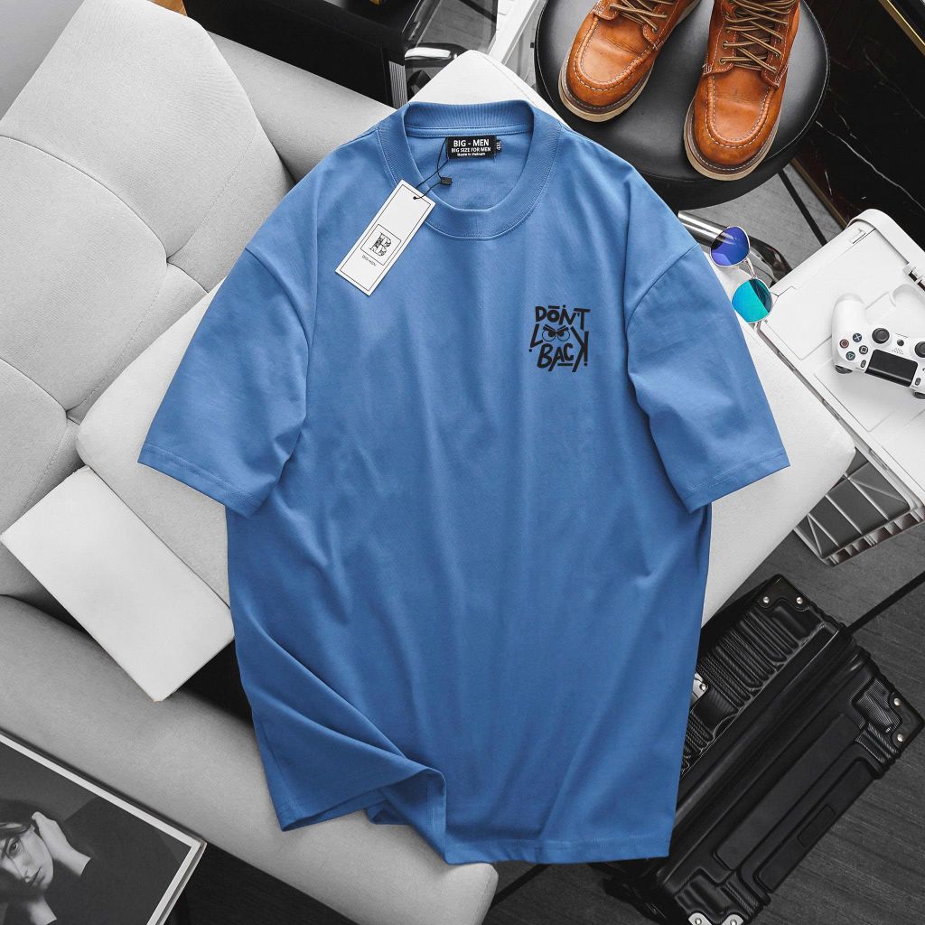 [ Big Size 60- 135 kg] Áo thun cotton bigsize nam in Look Back thời trang Big Men