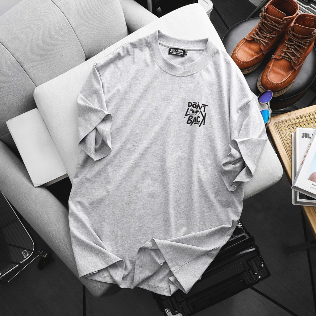 [ Big Size 60- 135 kg] Áo thun cotton bigsize nam in Look Back thời trang Big Men