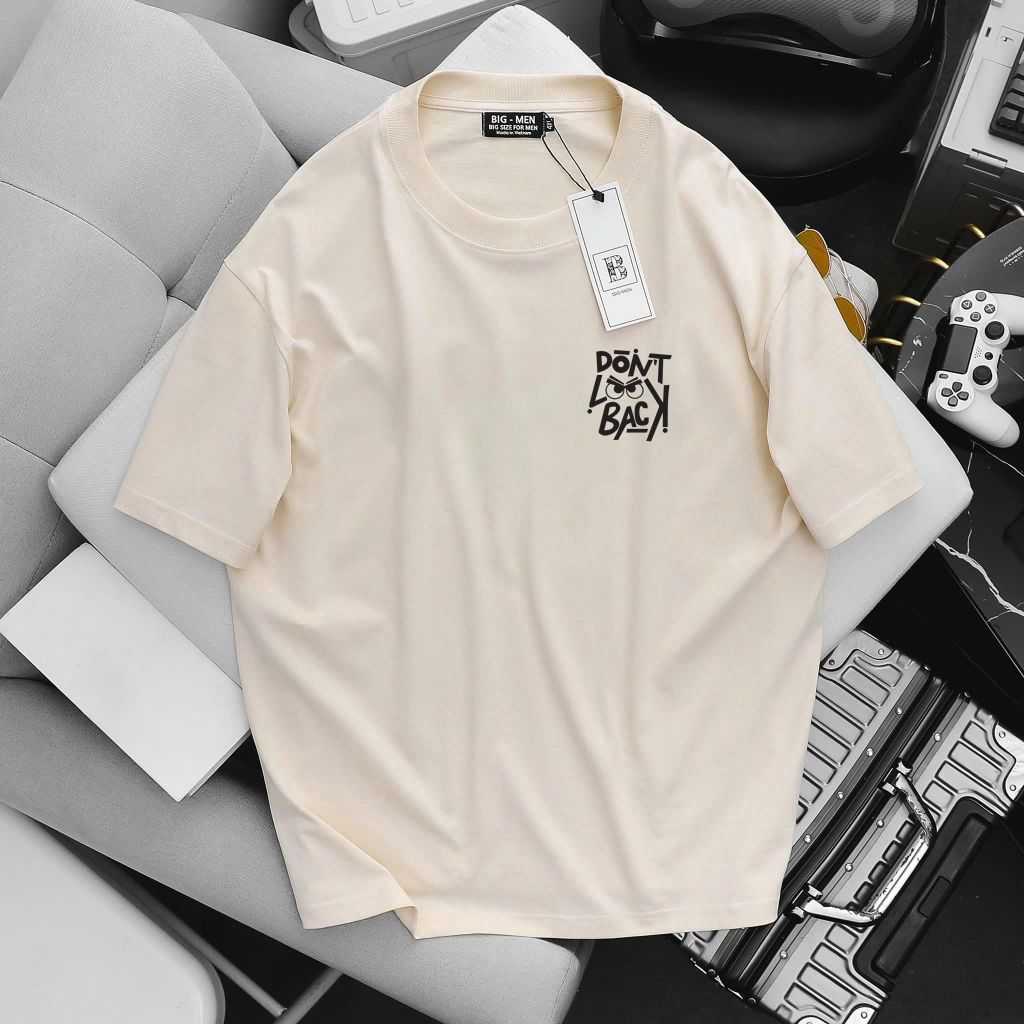 [ Big Size 60- 135 kg] Áo thun cotton bigsize nam in Look Back thời trang Big Men