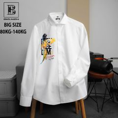 [ Big Size 70- 140 kg] Áo sơ mi tay dài bigsize nam in hình chim vàng thời trang Big Men
