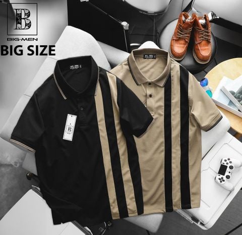 [Big Men] Áo thun polo phối 2 sọc to thời trang bigsize nam< 135 kg