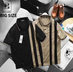 [Big Men] Áo thun polo phối 2 sọc to thời trang bigsize nam< 135 kg
