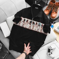 Áo thun polo bigsize nam dây kéo phối họa tiết Ai Cập thời trang 85-135kg