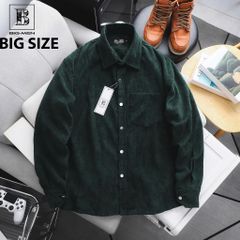 [ Big Size 85- 135 kg] Áo sơ mi tay dài bigsize nam vải nhung tăm thời trang Big Men