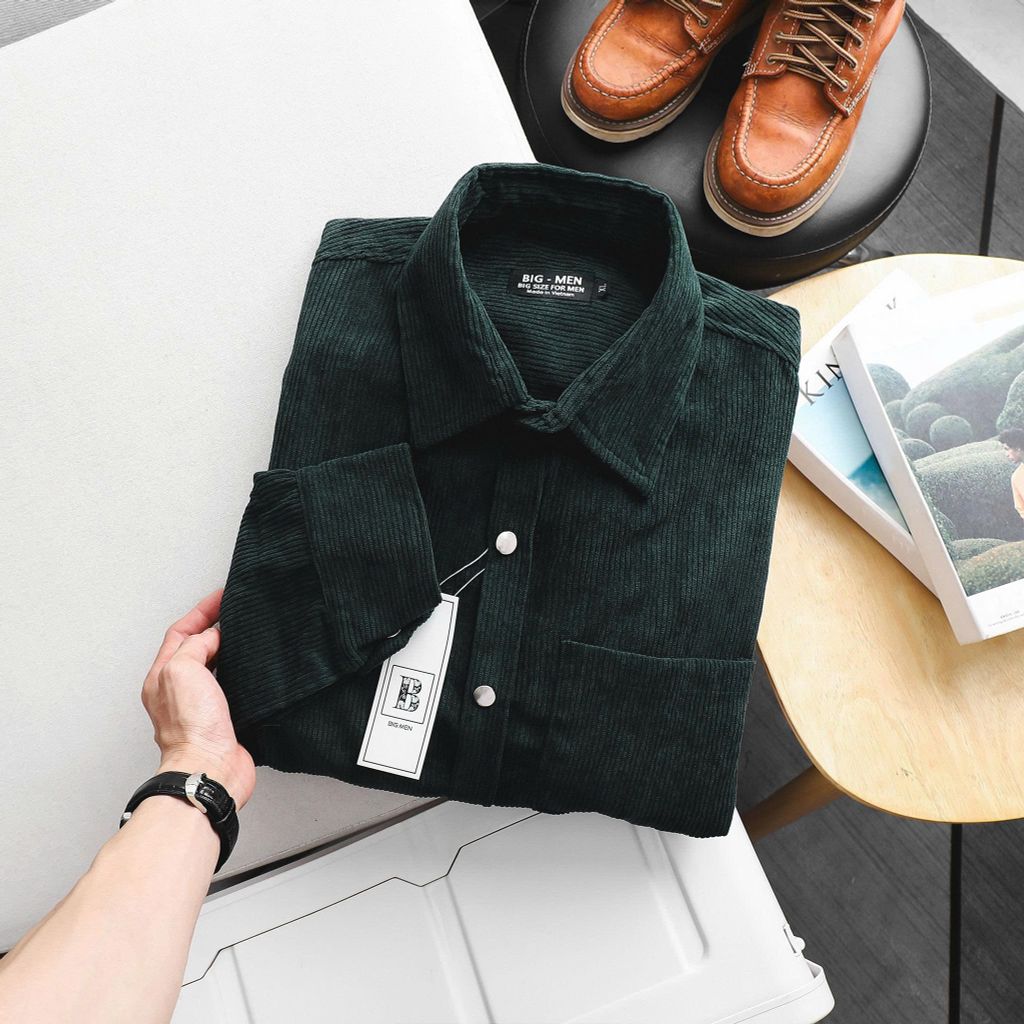 [ Big Size 85- 135 kg] Áo sơ mi tay dài bigsize nam vải nhung tăm thời trang Big Men