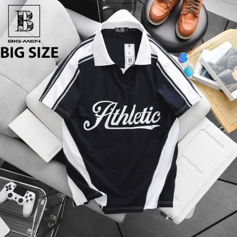 [ Big Size 85- 135 kg] Áo thun polo bigsize nam xanh đen cổ V in hai mặt thời trang Big Men