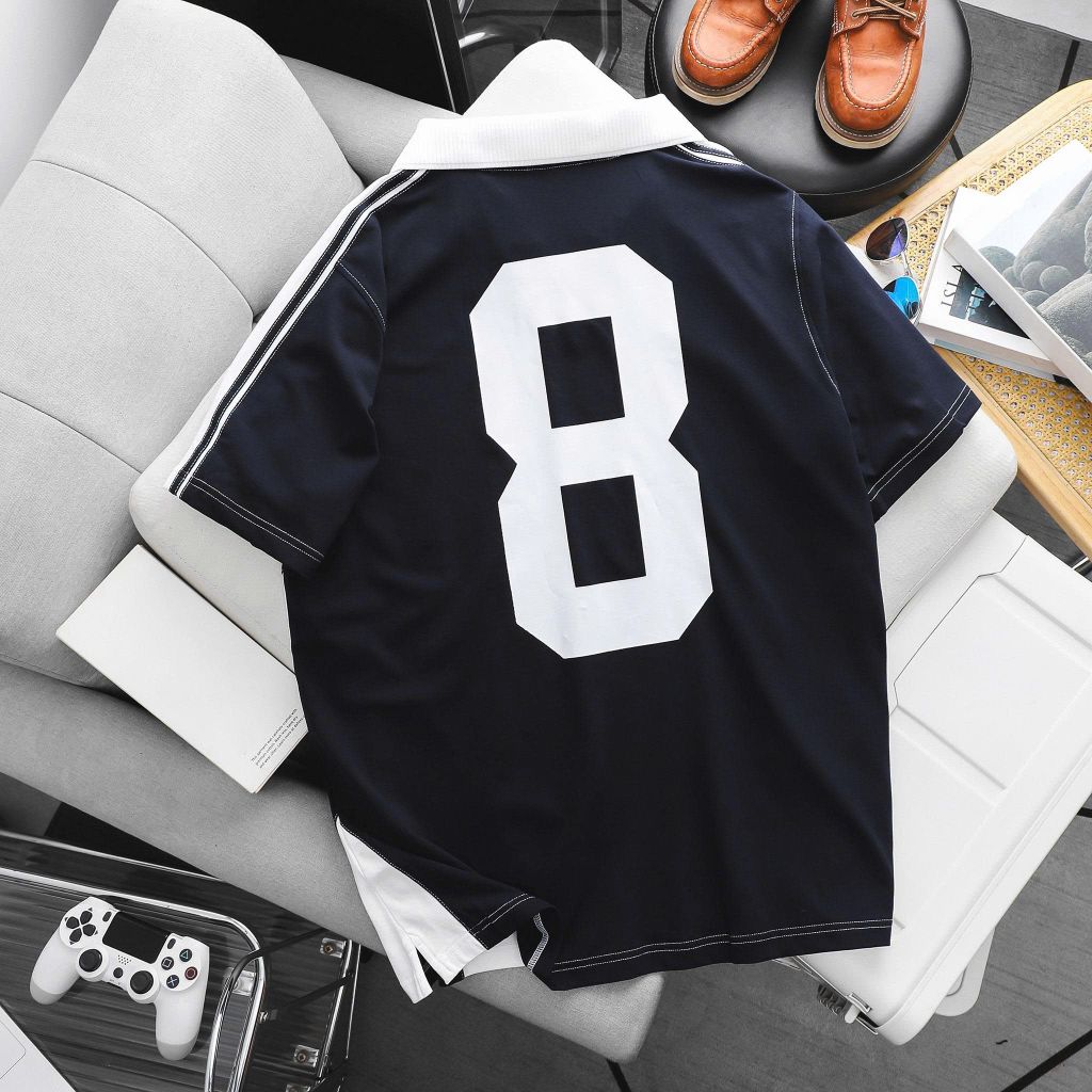 [ Big Size 85- 135 kg] Áo thun polo bigsize nam xanh đen cổ V in hai mặt thời trang Big Men