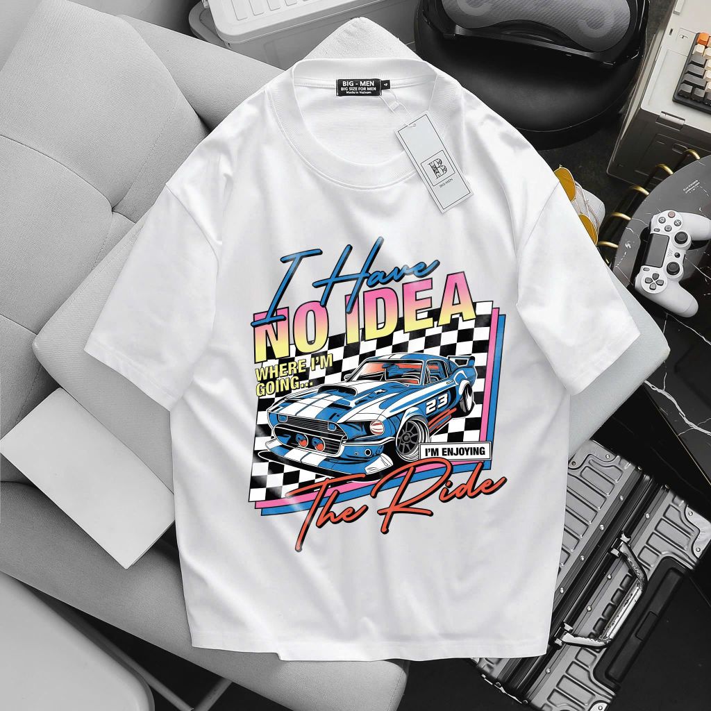 [ Big Size 85- 135 kg] Áo thun cotton bigsize nam in xe No Idea thời trang Big Men