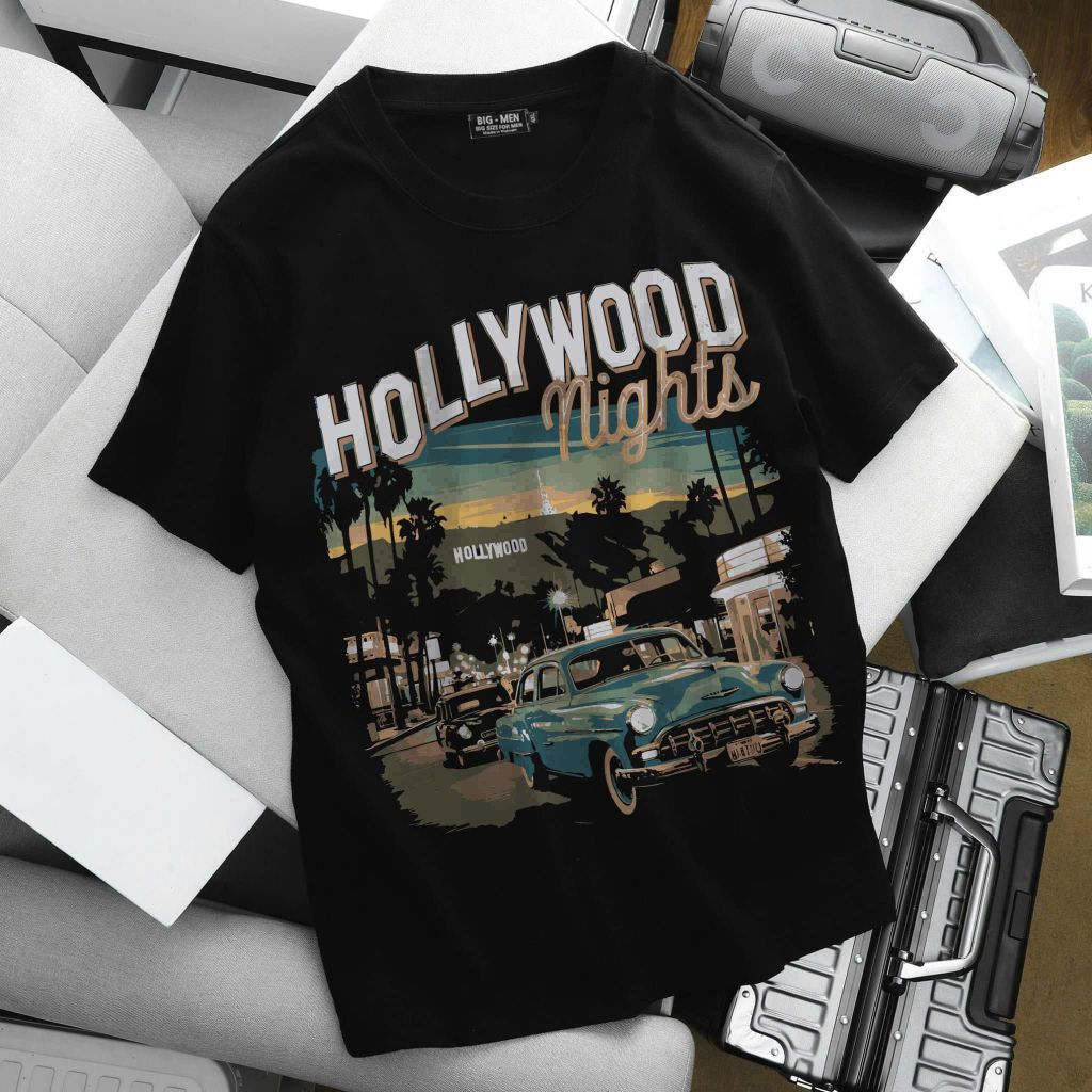 [ Big Size 55- 135 kg] Áo thun cotton bigsize nam in Hollywood thời trang Big Men