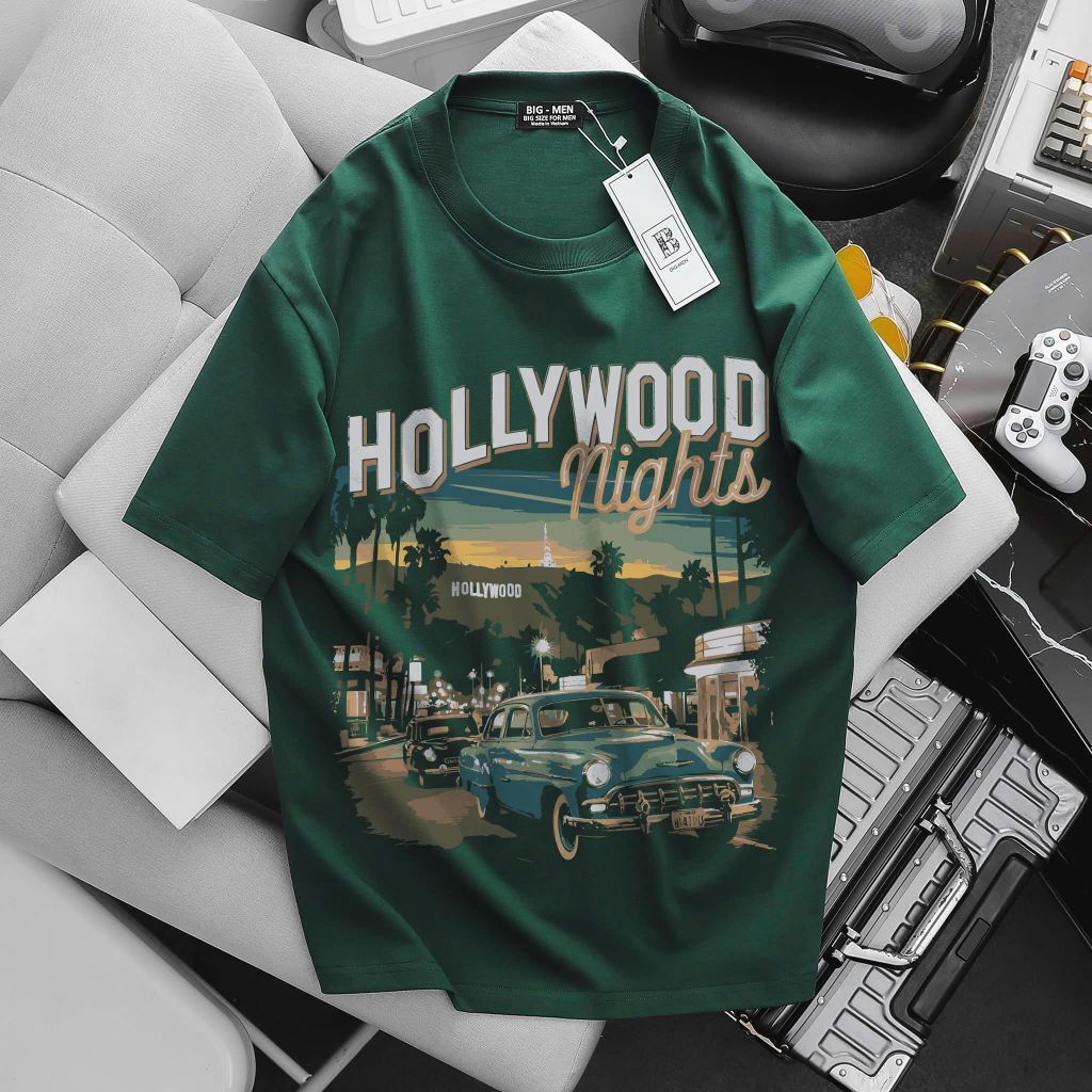[ Big Size 55- 135 kg] Áo thun cotton bigsize nam in Hollywood thời trang Big Men
