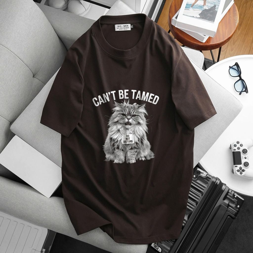 [ Big Size 55- 135 kg] Áo thun cotton bigsize nam in mèo Can't Be thời trang Big Men