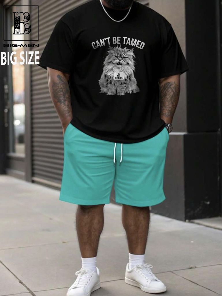 [ Big Size 55- 135 kg] Áo thun cotton bigsize nam in mèo Can't Be thời trang Big Men