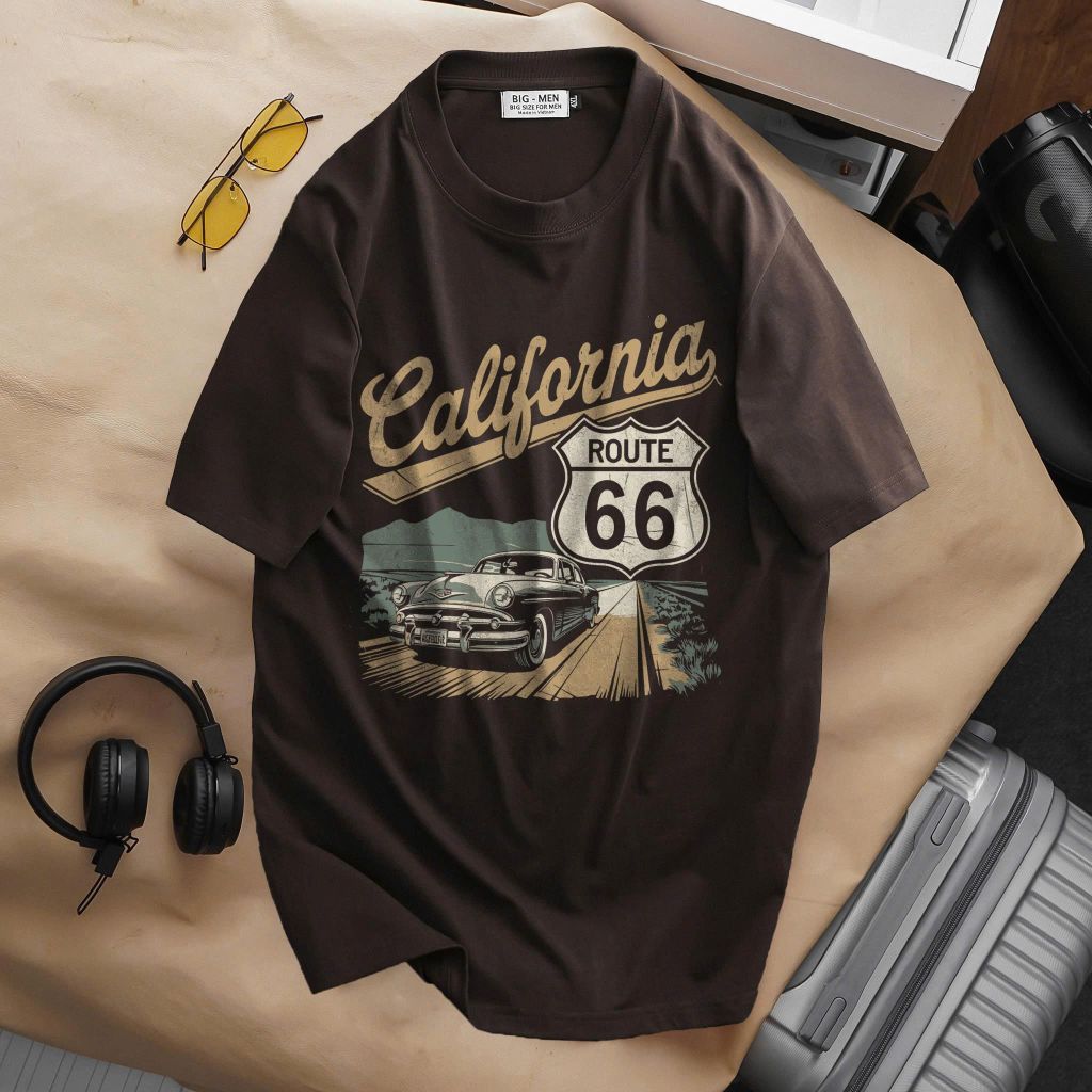 [Big Men] Áo thun cotton in hình thời trang cỡ đại bigsize nam < 140kg- California