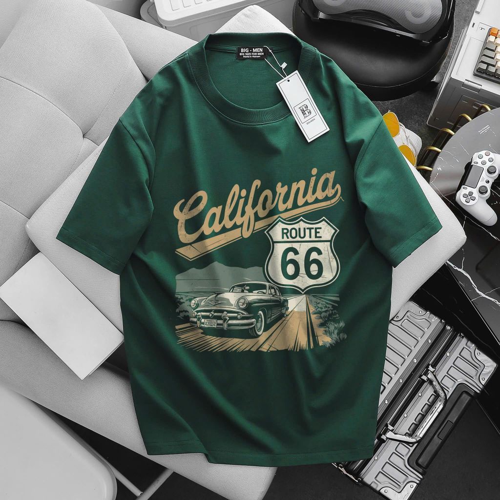 [Big Men] Áo thun cotton in hình thời trang cỡ đại bigsize nam < 140kg- California