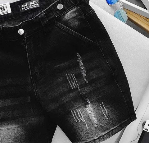 Big Men- Quần short jean bigsize nam wash đen rách nhẹ thời trang cá tính 80- 130 kg