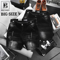 Big Men- Quần short jean bigsize nam wash đen rách nhẹ thời trang cá tính 80- 130 kg