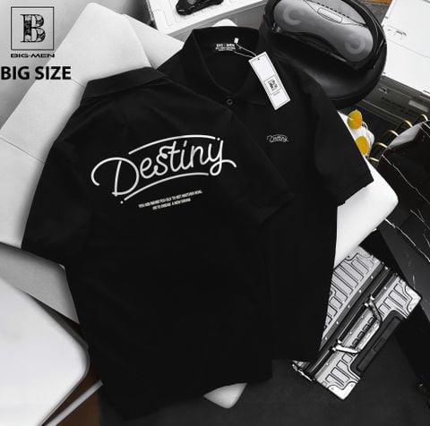 [ Big Men] Áo thun polo bigsize nam in chữ Destiny 2 mặt thời trang 85- 135 kg