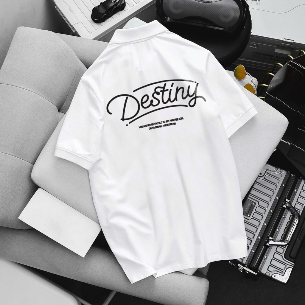 [ Big Men] Áo thun polo bigsize nam in chữ Destiny 2 mặt thời trang 85- 135 kg