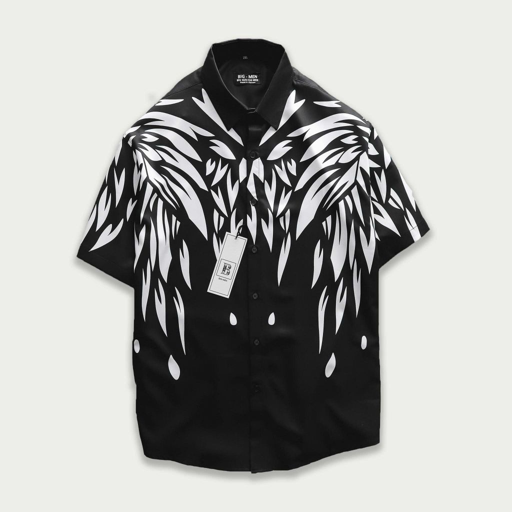 Big Men – Áo Sơ Mi Tay Ngắn Nam Bigsize 80–130kg Form Rộng Họa Tiết Cá Tính