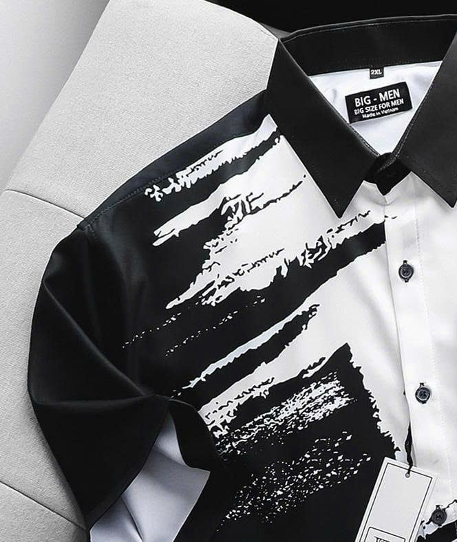 Big Men – Áo Sơ Mi Tay Ngắn Nam Bigsize 80–130kg Form Rộng Họa Tiết Cá Tính