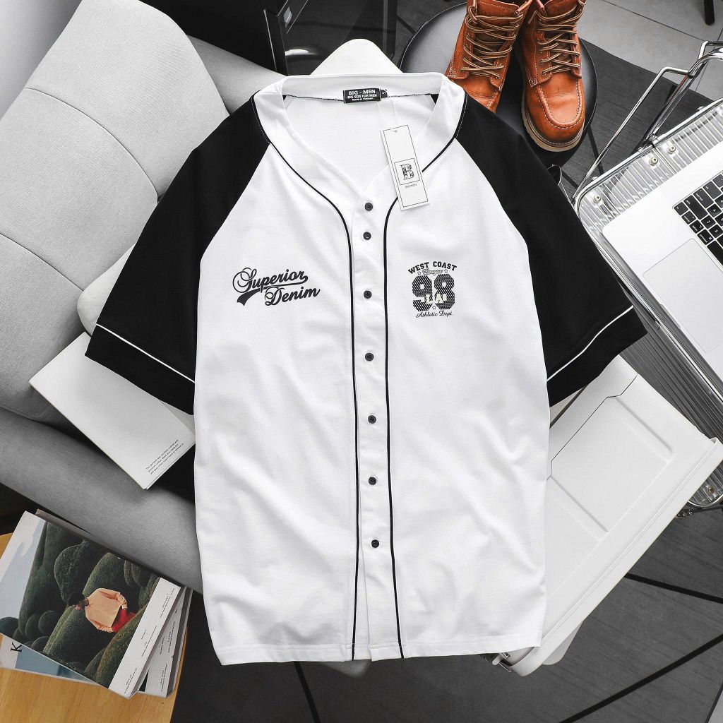 Áo thun cài nút trắng big size cotton 4 chiều form unisex 85-130KG